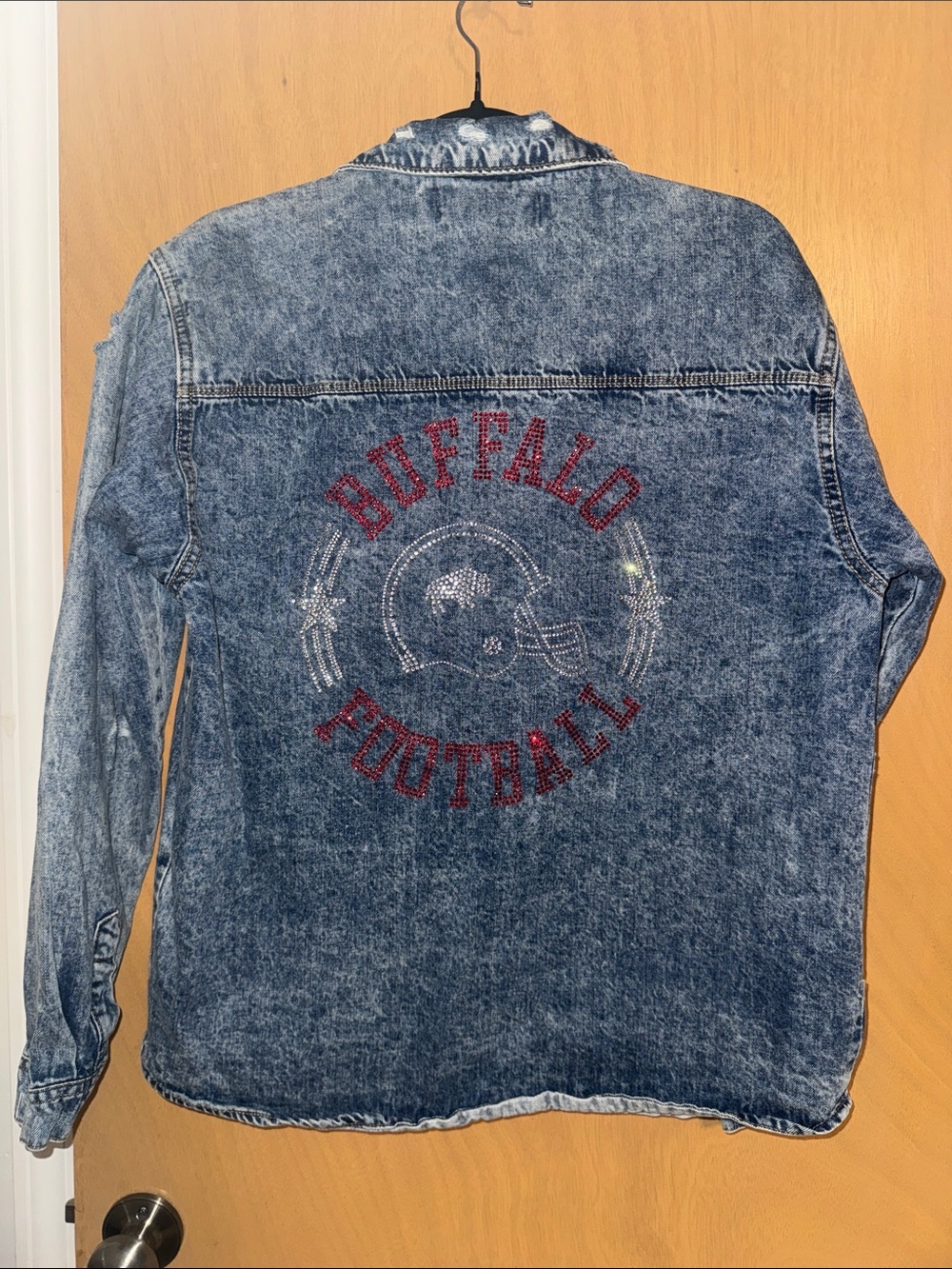 Buffalo Football Denim Jacket - Embellished Blue